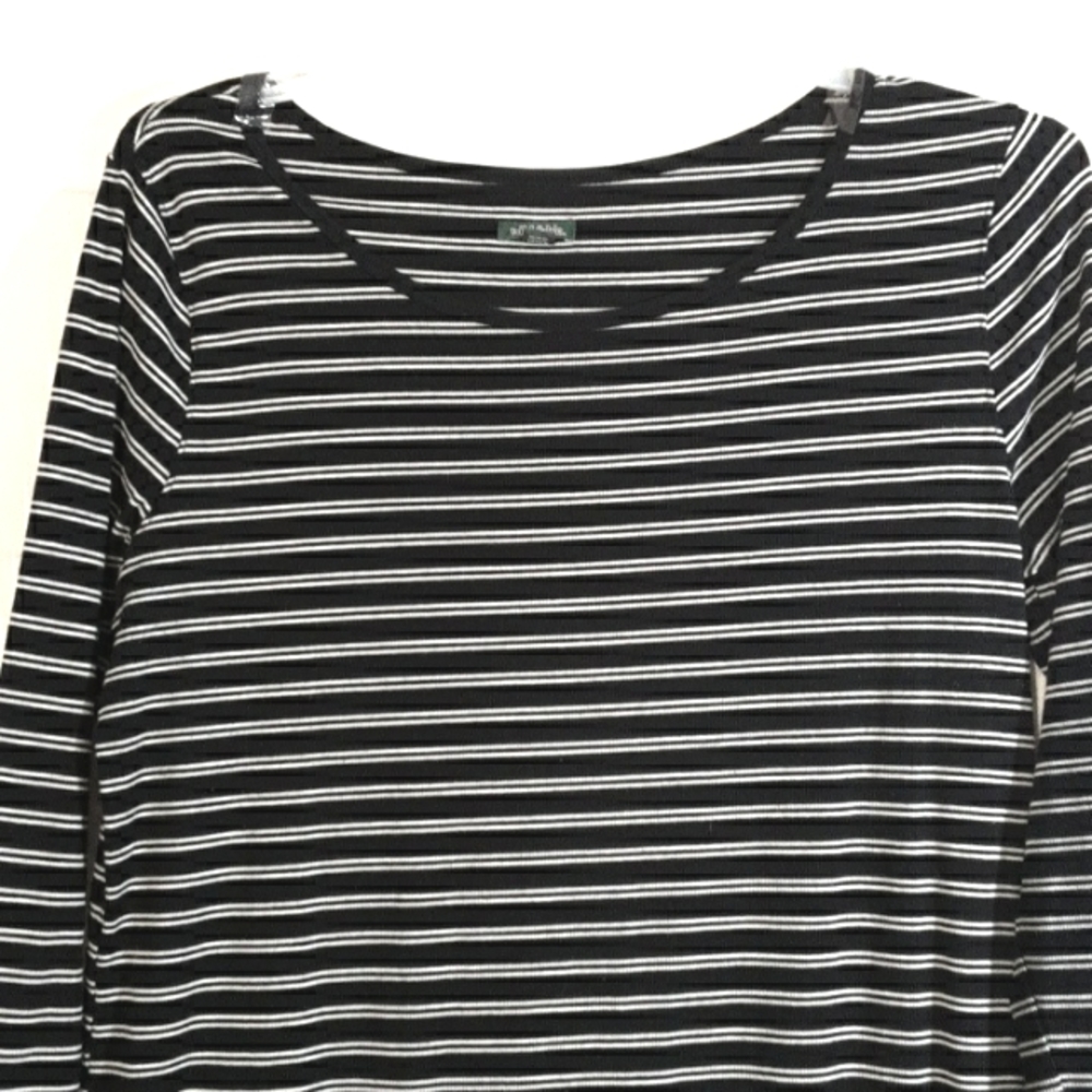 Wild Fable Black White Long Sleeve Black Midi  Dress